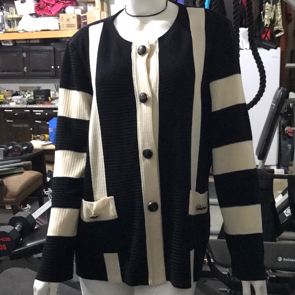 Black and Cream Striped Sweater